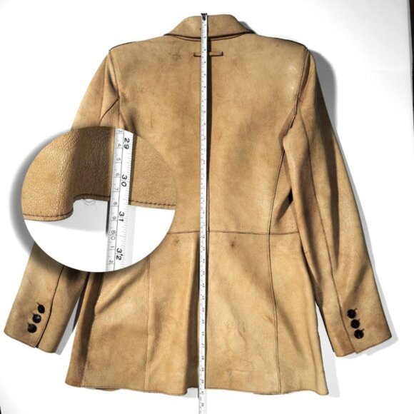 Jean Paul Gaultier Distressed Leather Blazer Jacket US sz 6 - Picture 4 of 15